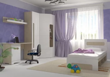 Полка навесная Палермо Юниор 03 Ясень шимо светлый Белый глянец