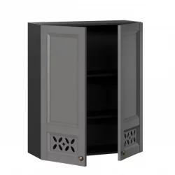 Шкаф кухонный 800 высокий со стеклом Амели-3 ЛД 299.460.000.052 Черный Оникс серый