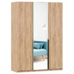 Шкаф трехстворчатый с зеркалом Норд 3Д Дуб золотой