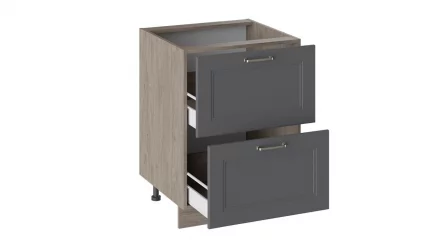 Шкаф напольный с 2-мя ящиками Одри Н2Я_72-60_2Я Дуб Сонома трюфель/Серый шелк