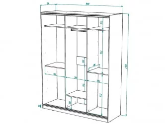 Шкаф-купе 2-х дверный Виктория 1800х584х2300, Белый 18ДЗЗЗДЗЗЗ-ПШШШ-Б 310-794