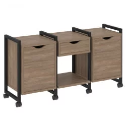 Тумба на колесных опорах наборная. Вариант №7 LOFT VR.L-TN-7.K Металл черный Дуб Аризона