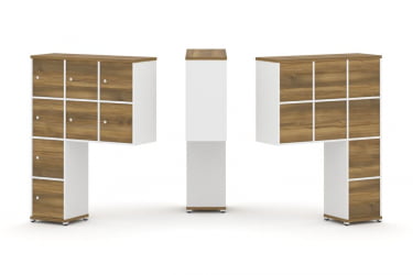 Надставка на стол высокая односторонняя + задняя стенка (8 шт.) + распашной фасад (8 шт.) CONCEPT CN.ONV-010 Сандал Янтарный Белый бриллиант Белый металл