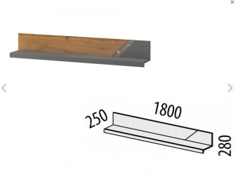Полка навесная Монако 605.29 Дуб Вотан Оникс Графит