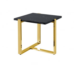 Журнальный столик Тоби 61*61 черный мрамор сталь Золото