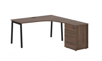 Стол эргономичный с тумбой (правый) EDIS ELCET 1518 R Дуб Денвер темный Черный