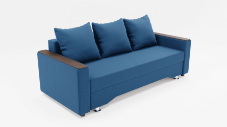 Диван Квадро-2 ППУ (ЗР) Цвет фасада: Синий; Тип: Прямой; Материал фасада: Металл/Велюр