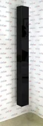 Узкий шкаф в прихожую в черном глянцевом стекле Иглу Шелф Венге