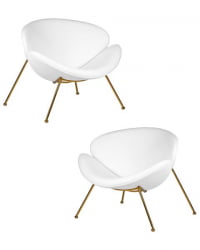 Кресло дизайнерское DOBRIN EMILY (белый винил YP17, золотое основание) 2 шт