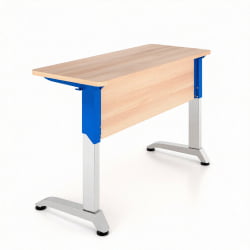 Школьная парта двухместная Де Гласси Н (рост 3-5)  ЛДСП Дуб Сантана/ Металл Серый+Синий