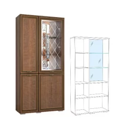 Шкаф с полками и витриной Ливорно ЛШ-6 Дуб Сонома