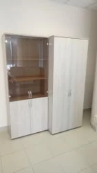 Шкаф высокий со стеклом Glassy 6.19.151 Дуб сантана светлый