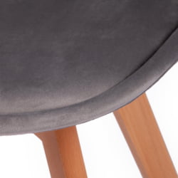 Стул TULIP SOFT (mod. 74) вельвет/дерево , 54 х 47 х 83 см , светло-серый (HLR19)/натуральный