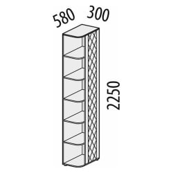 Стеллаж торцевой (лев/прав) Монако 903.17 Дуб Вотан / Белый шпон / Альпийский белый