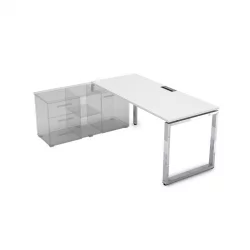 Стол рабочий, прямолинейный три опоры, левый GLOSS LINE НСТЛ-О.984 Белый Премиум
