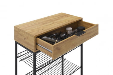 Тумба для обуви Краш LMN-13 черный муар/дуб крафт золотой