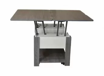 Стол-трансформер Стэп-4 Ясень черный Бодега белый