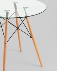Круглый стол из стекла EAMES DSW NEW D=80 прозрачный стеклянный