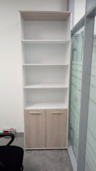 Шкаф 5 широкий верх открытый, низ закрытый Дека 10.23.111 Дуб Сантана светлый/Белый / Deka