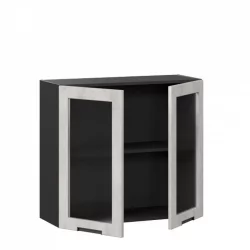 Шкаф кухонный 800 со стеклом Джамис ЛД 296.360.000.065 Черный Белый камень