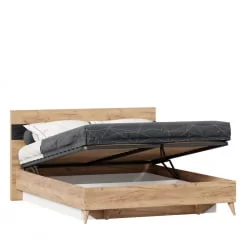 Кровать двуспальная 1600 Шелли с подъемным механизмом Дуб золотой Мрамор черный