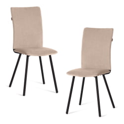Стул обеденный Ла Роуссе (2 шт. в упаковке) НЕВ, велюр, бежевый/черный, 7, 45х55х93 см / La Rousse NEW,