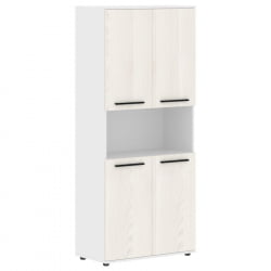 Шкаф с двумя комплектами глухих малых дверей ЕДИС ЕХCС 85.4 Ясень Траун Черный Белый / EDIS EHCS