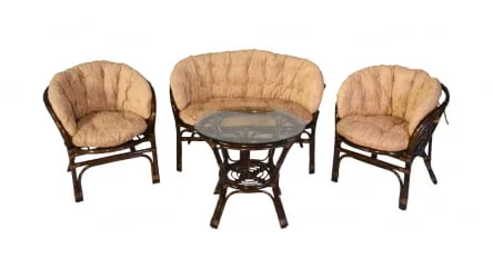 Комплект Багама с диваном, подушки светлые полные Бахама11 темно коричневый / Bahama11