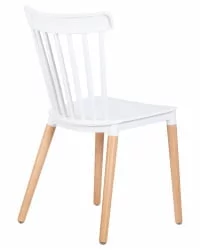 Стул обеденный ДОБРИН ТХЕО ножки светлый бук Белый В-02 / DOBRIN THEO W-02