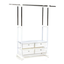 Вешалка с обувницей NY-3297 металл, 76-130*43*109-165см, хром/белый
