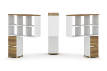 Надставка на стол высокая двухсторонняя + задняя стенка (2 шт.) + блок с 2-мя ящиками (2 шт.) CONCEPT CN.DNV-008 Сандал Янтарный Белый бриллиант Белый металл