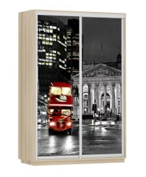 Шкаф-купе со стеклом Экспресс Дуо 1400х2400h Лондон/Ясень шимо светлый