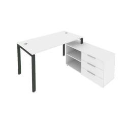 Рабочая станция на П-образном м/к с опорной тумбой правая Metal System Б.РС-СТС-2.3 Пр Белый/Антрацит