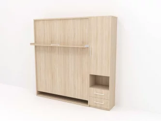 Кровать с подъёмным механизмом Смарт 1 правый со шкафом 1600 Ясень шимо темный