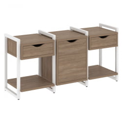 Тумба на колесных опорах наборная. Вариант №6 LOFT VR.L-TN-6.K Металл белый Дуб Аризона