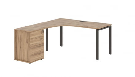 Стол эргономичный с тумбой левый EDIS EUCET 1518 L Дуб Денвер светлый Мокко