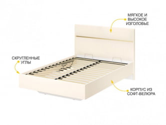 Кровать с подъемным механизмом Монако 903.31 Белый шпон/Даллас Айвори