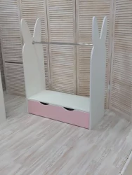 Стеллаж для детской Зайка Белый-Розовый