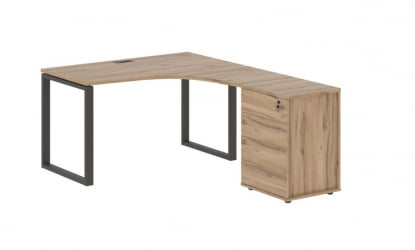 Стол эргономичный с тумбой правый EDIS EQCET 1318 R Дуб Денвер светлый Мокко