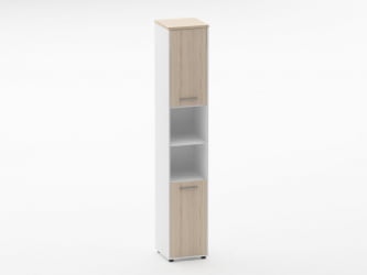 Шкаф 5 узкий закрытый с 2 -мя открытыми полками Deka 10.23.12Л Туя/Белый