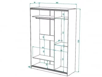 Шкаф-купе 2-х дверный Виктория 1600х584х2300, Белый 16ДЗЗЗДЗЗЗ-ПЯ-Б 310-444