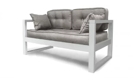 Диван двухместный DEmoku Д-2 серебристо-серый_белый