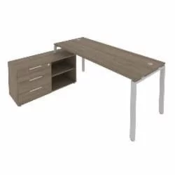 Рабочая станция на П-образном м/к с опорной тумбой левая Metal System БП.РС-СТС-2.5 Л Вяз/Серый