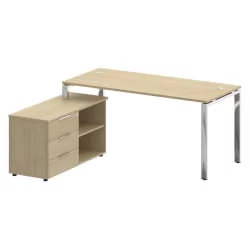 Стол рабочий руководителя с опорной тумбой левый METAL SYSTEM DIRECT БГ.СРТ-4.7 Л Акация Лорка