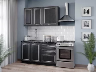 Тумба кухонная 400 с 3 ящиками ЛЮКС (4) Италия ЛД 275.886.000 Черный Дуб темный