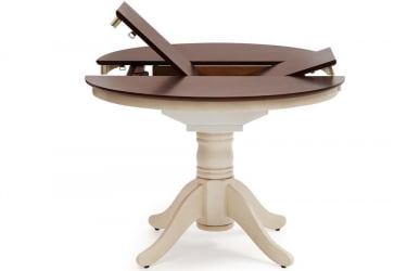 Стол деревянный Cairo / Каир (CT4260) дерево гевея, 100(133)х100х75см, Античный белый/Темный Дуб