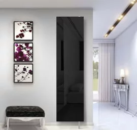 Распашной шкаф в гостиную в черном глянцевом стекле Драйв Шелф (правый) Беленый дуб