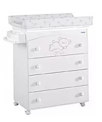 Комод в детскую Micuna Sweet Bear пеленальный B-970 white матрасик stars grey