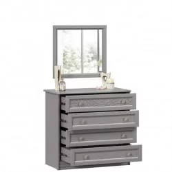 Комод с 4 ящиками с зеркалом Джулия Оникс серый