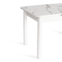 Стол ALIGERY ЛДСП/HPL/опора-массив березы , 130 х 75+30 х 75 см, Мрамор светлый/белый